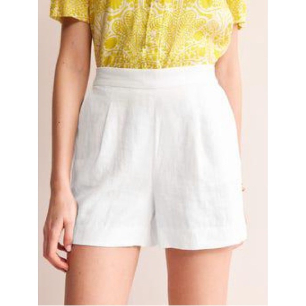 Boden Hempstead White 100% Linen Shorts, Organic Pull On, Size 10, NWT